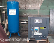 Винтовой компрессор "Cross Air" CA-7,5/10-RA и вертикальный ресивер "Remeza" РВ 270.11.02